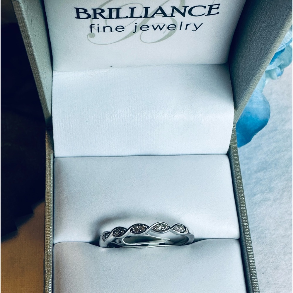 Brilliance Fine Jewelry sterling silver CZ stackable ring. New condition.